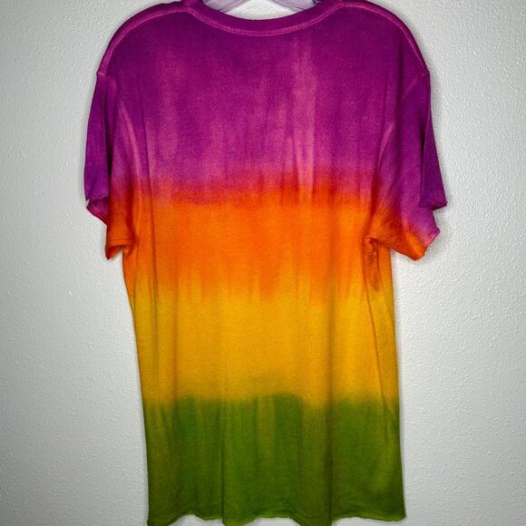 The Elder Statesmen Rainbow Tie Dye Machine Cut Sleeves & Hem Round Neck Sweater - Picture 4 of 11